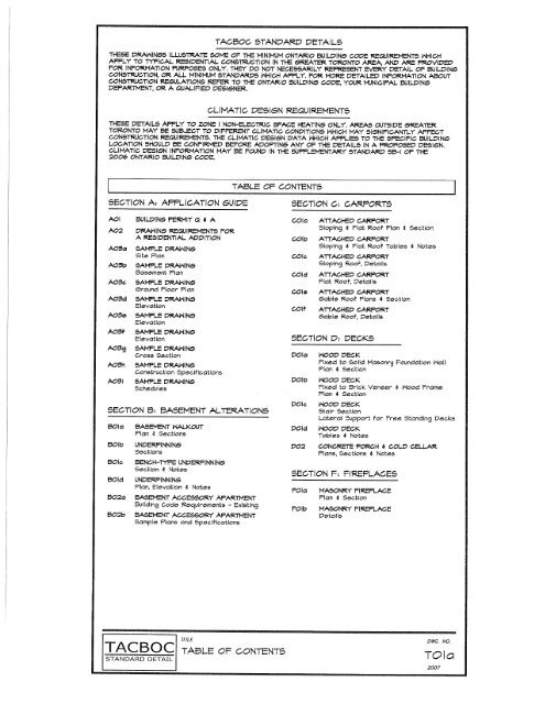 TACBOC STANDARD DETAILS