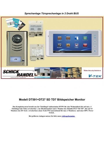 Modell DT591+DT27 SD TD7 Bildspeicher Monitor - Schick Handel