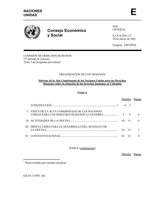 Informe de la Alta Comisionada de las Naciones Unidas ... - Acnur