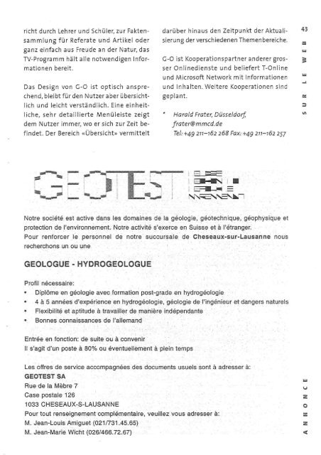 GEOforumCH ACTUEL - Platform Geosciences