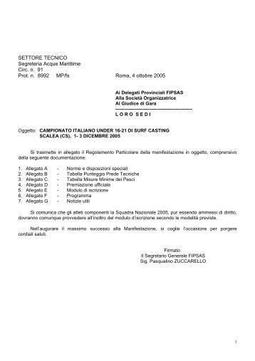 Campionato Italiano Surfcasting Under 16 e 21 2005 - FIPSAS Napoli