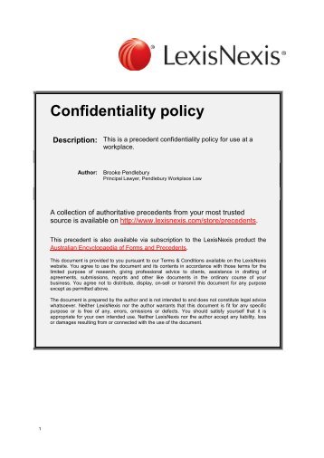 Confidentiality policy - LexisNexis