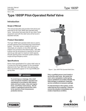 Type 1805P Pilot-Operated Relief Valve - Control Southern Inc.