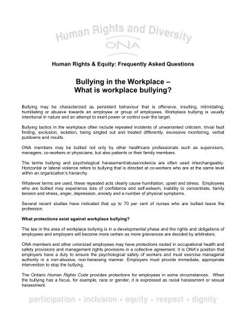 Bullying in the Workplace â What is workplace bullying?