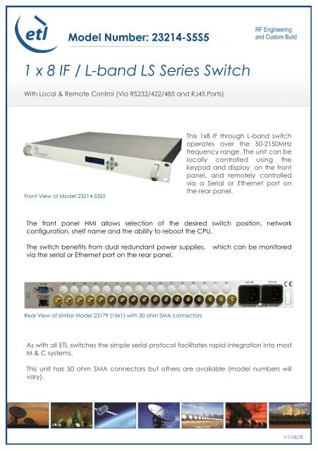 1 x 8 IF / L-band LS Series Switch - ETL Systems