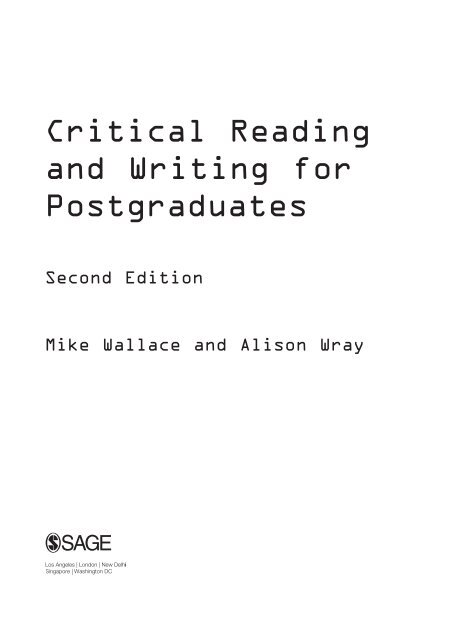 Critical Reading and Writing for Postgraduates - Doctorado en ...