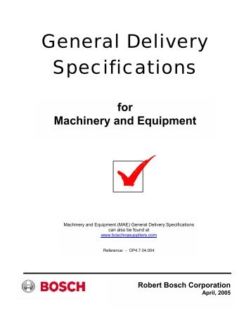 General Delivery Specifications for Machinery and Equipment - Bosch