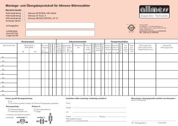 Montageübergabeprotokoll Wärme - Allmess GmbH