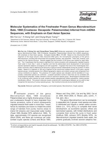 Molecular Systematics of the Freshwater Prawn Genus ...