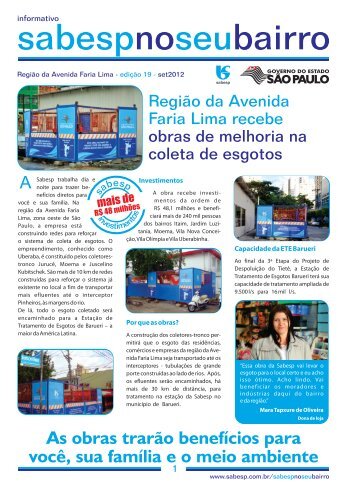 Obras do Projeto TietÃª RegiÃ£o da Avenida Faria Lima ... - Sabesp