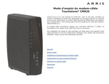 Mode d'emploi du modem-cÃ¢ble Touchstone CM820 - Arris