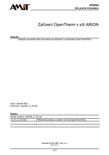 AP0028 - ZaÅÃ­zenÃ­ OpenTherm v sÃ­ti ARION - AMiT