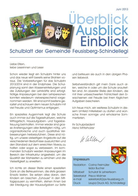 Schulblatt 2013 Juni - Schule der Gemeinde Feusisberg