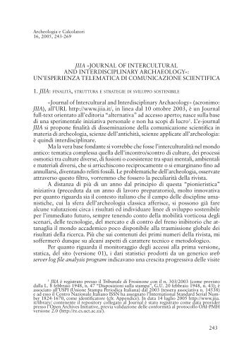 Journal of Intercultural and Interdisciplinary Archaeology