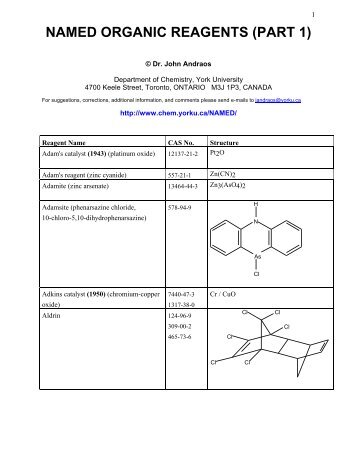 named organic reagents (part 1) - Department of Chemistry, York ...