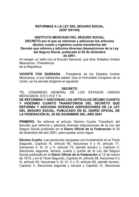 Reformas a la Ley del Seguro Social - CÃ¡mara de Diputados