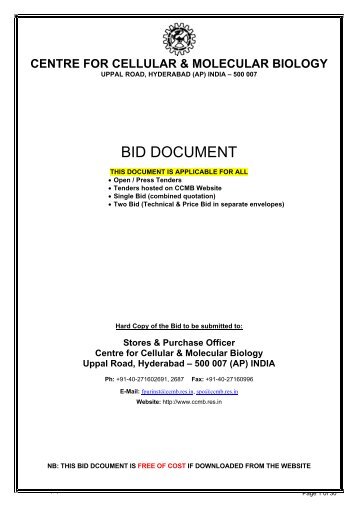 tender document information - CCMB