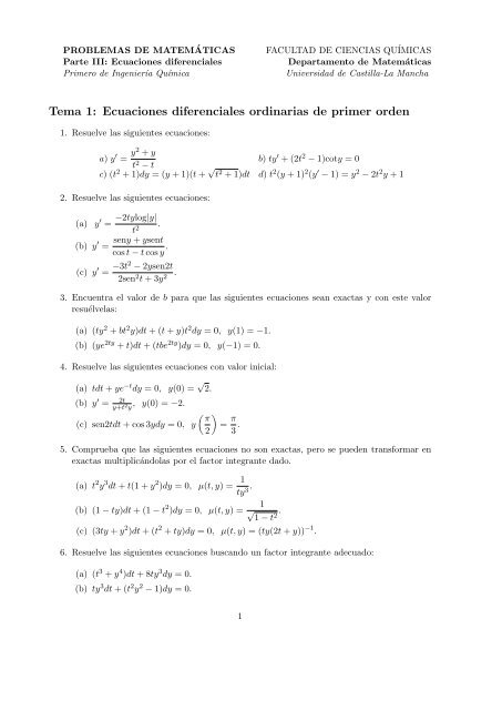 Tema 1: Ecuaciones diferenciales ordinarias de primer orden