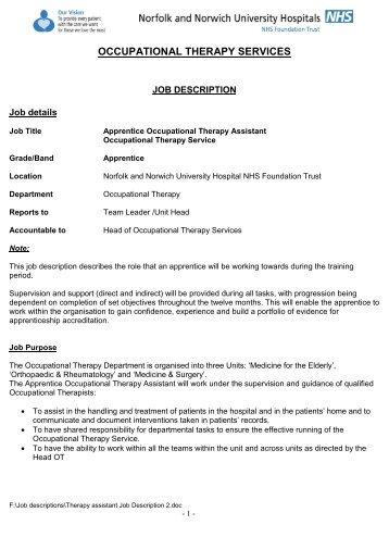 Therapy Assistant Job Description, Norfolk