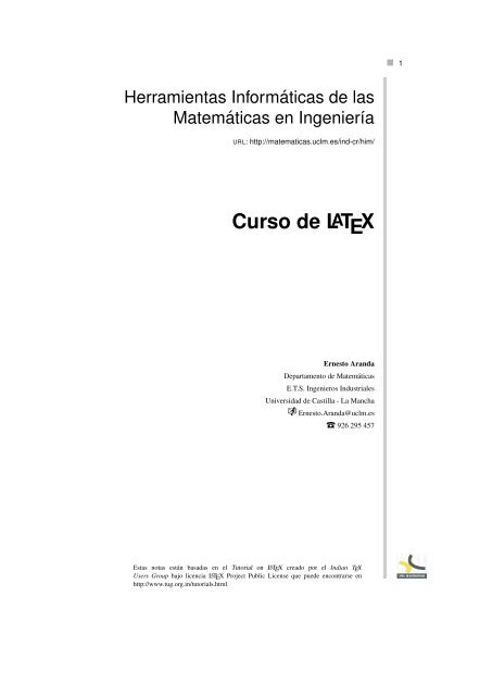 Curso de LATEX - Departamento de MatemÃ¡ticas - Universidad de ...