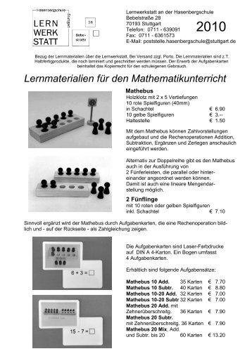 Lernmaterialien für den Mathematikunterricht - Hasenbergschule