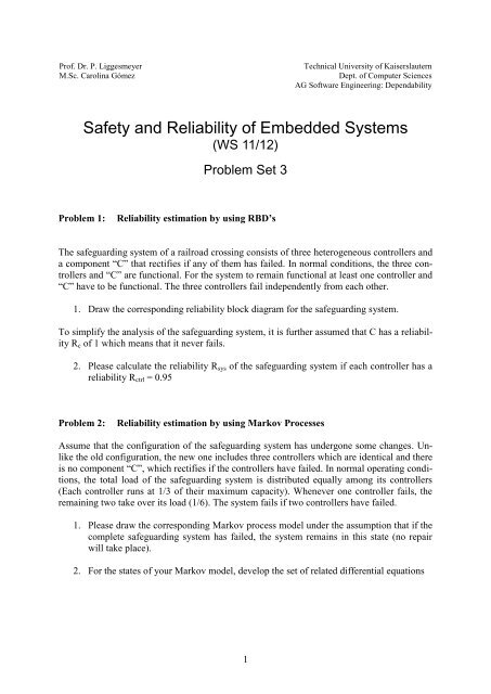 Safety and Reliability of Embedded Systems - Software Engineering ...