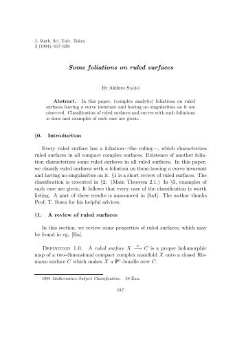 Some foliations on ruled surfaces - Journal of Mathematical ...