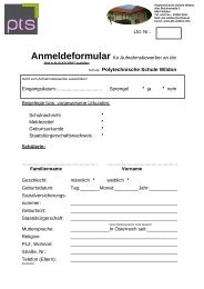 Anmeldeformular - Polytechnische Schule Wildon