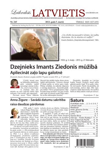 Saturs - Laikraksts "Latvietis"