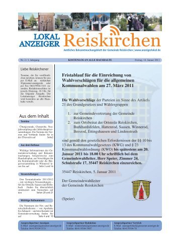 Reiskirchen sucht BetreuerInnen für ... - Gemeinde Reiskirchen