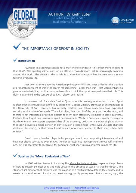 role of sports in society