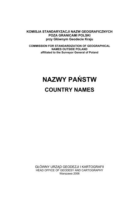 NAZWY PAÅSTW - KSNG Nazwy geograficzne - GÅÃ³wny UrzÄd ...