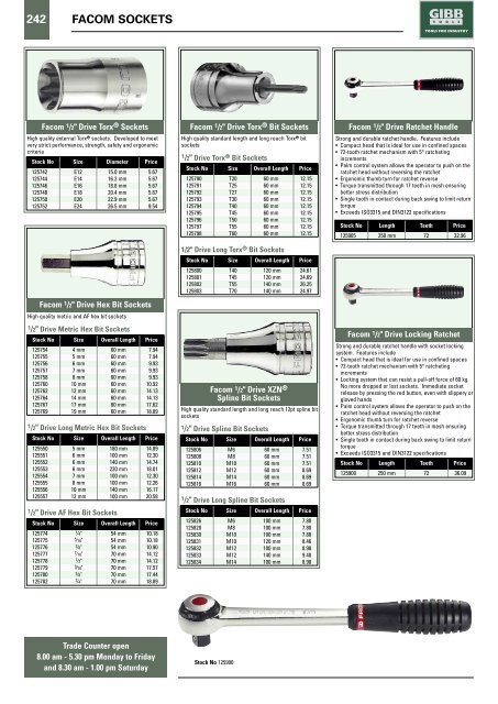 SOCKETRY Contents - Gibb Tools