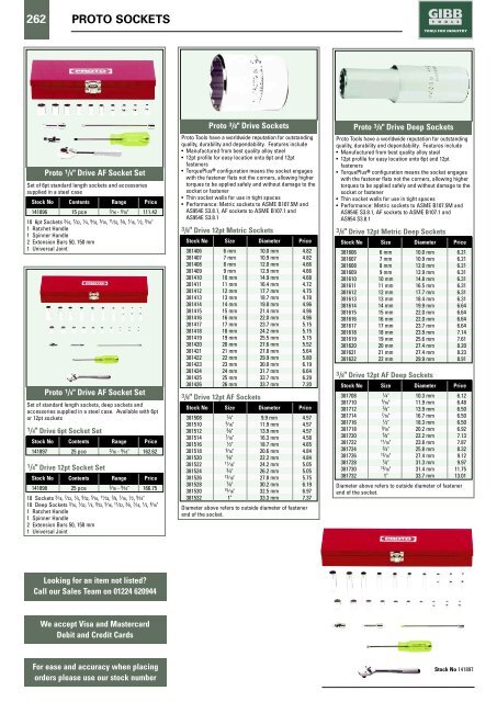 SOCKETRY Contents - Gibb Tools