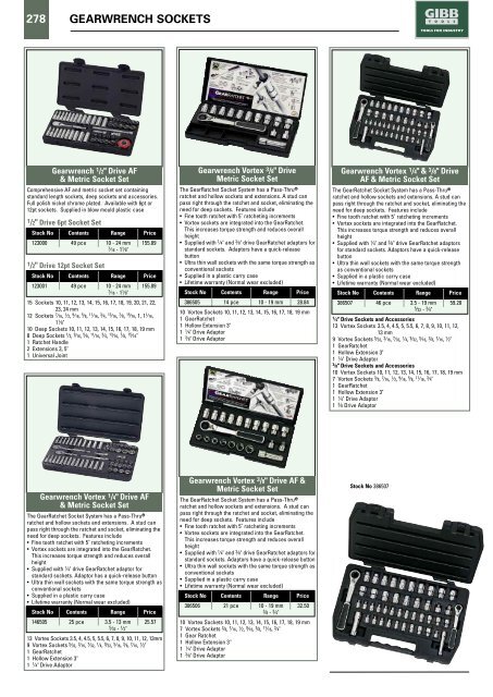 SOCKETRY Contents - Gibb Tools