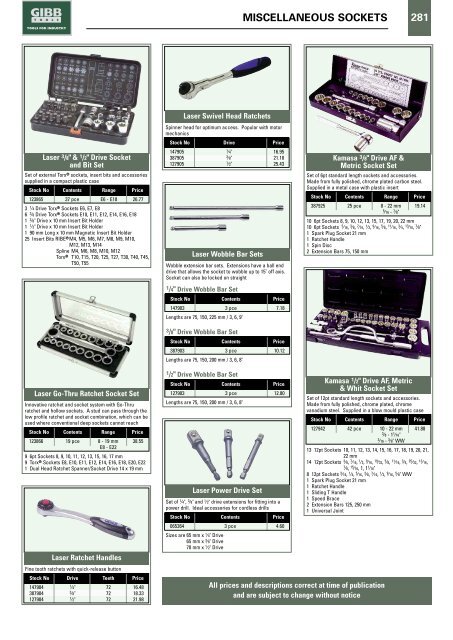 SOCKETRY Contents - Gibb Tools