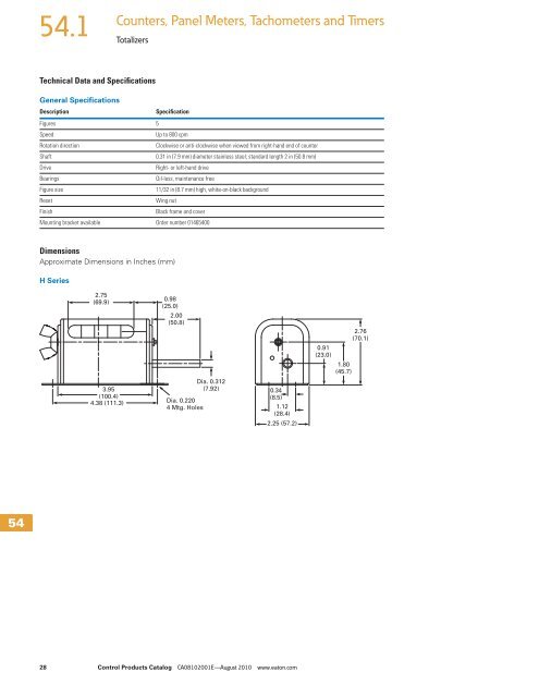 Counters, Panel Meters, Tachometers and Timers