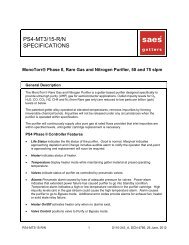 Specifications, PS4-MT3/15-R/N - SAES Pure Gas