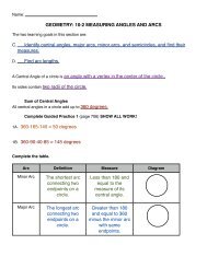 10-2 MEASURING ANGLES AND ARCS C. Identify ... - MSAD 52