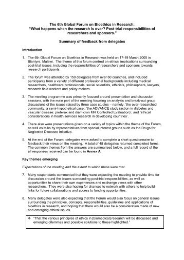 Feedback from delegates [PDF 148KB] - Wellcome Trust