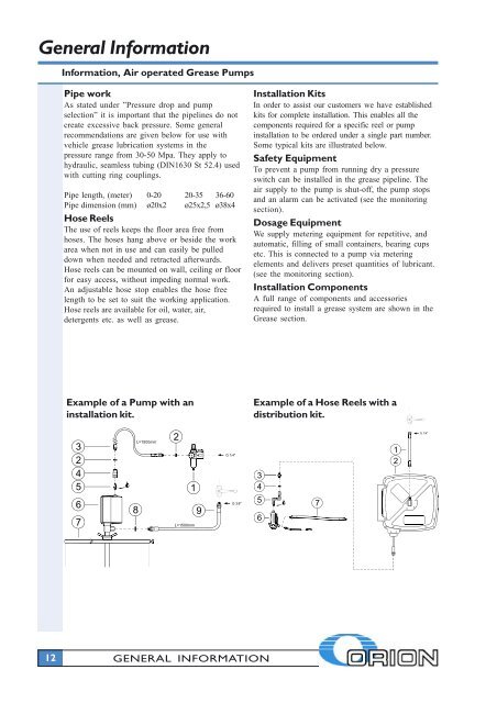 Complete catalogue of ORION lubrication equipment