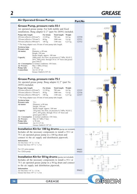 Complete catalogue of ORION lubrication equipment