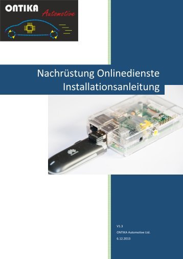 Onlinedienste Installationsanleitung - ONTIKA Automotive Ltd.