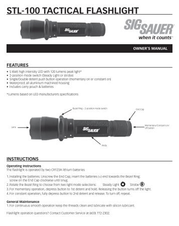 STL-100 TacTicaL fLaShLighT - Sig Sauer