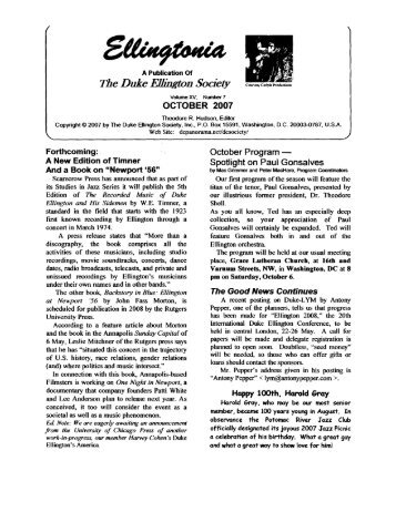 The Duke Ellington Society - A Duke Ellington Panorama