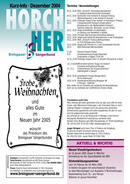 Horch Her - Breisgauer-SÃ¤ngerbund