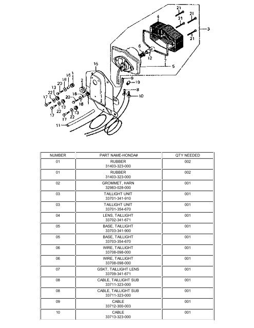 number part name-honda# qty needed 01 rubber 31403-323-000 ...