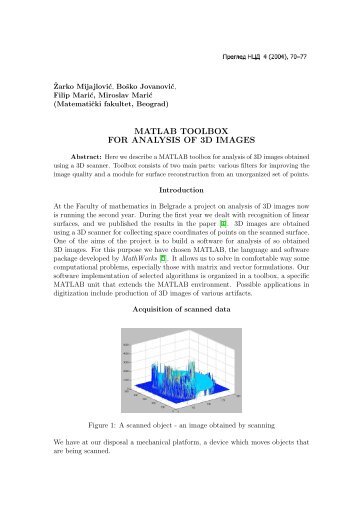MATLAB TOOLBOX FOR ANALYSIS OF 3D IMAGES