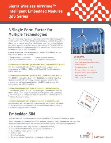 A Single form factor for Multiple technologies Embedded SIM Sierra ...
