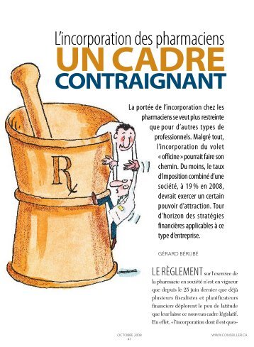 L'incorporation des pharmaciens - Conseiller